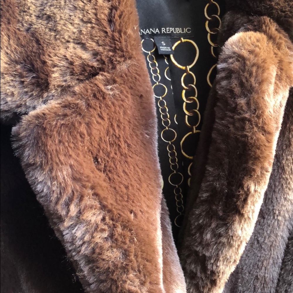 Banana Republic Brown Faux Fur Long Jacket